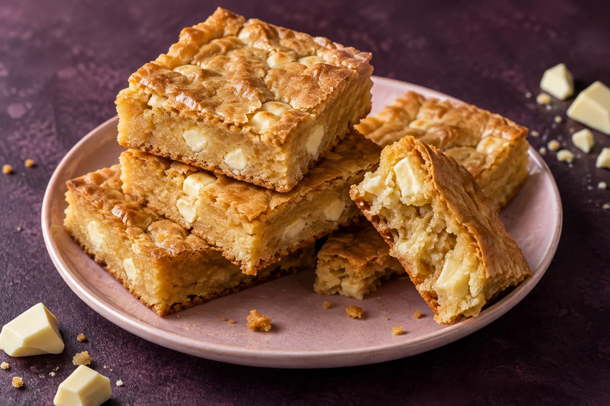 Blondies med hvid chokolade – illustrationsbillede