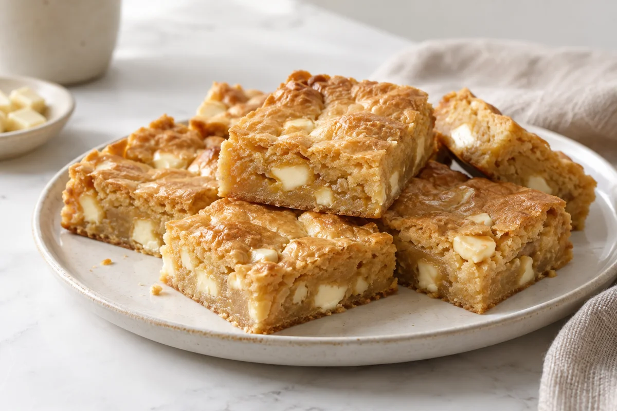 Blondies med hvid chokolade – illustrationsbillede