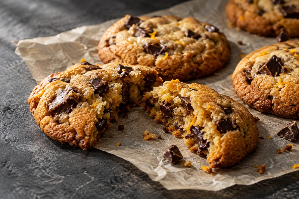 Appelsincookies med mørk chokolade – illustrationsbillede