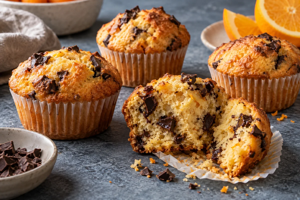 Appelsinmuffins med chokolade – illustrationsbillede