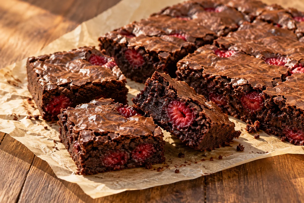 Brownies med hindbær – illustrationsbillede