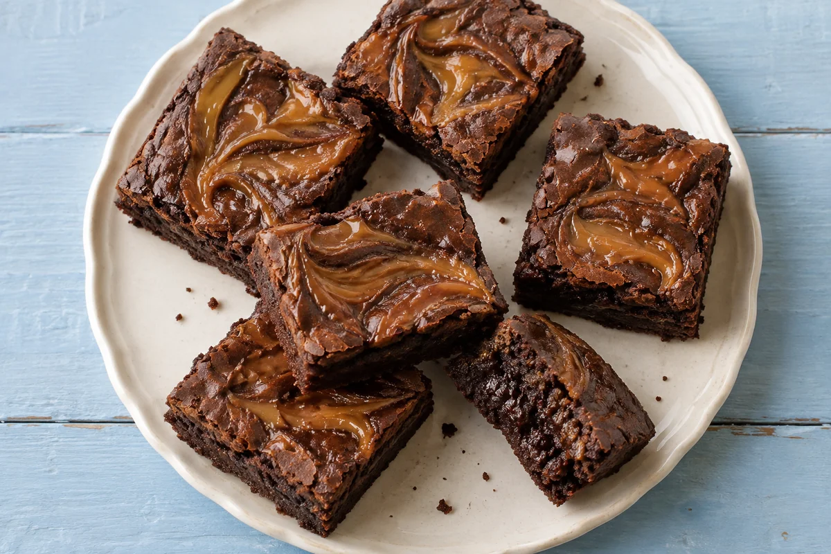 Brownies med karamel – illustrationsbillede