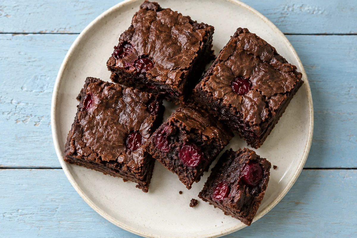 Brownies med kirsebær – illustrationsbillede