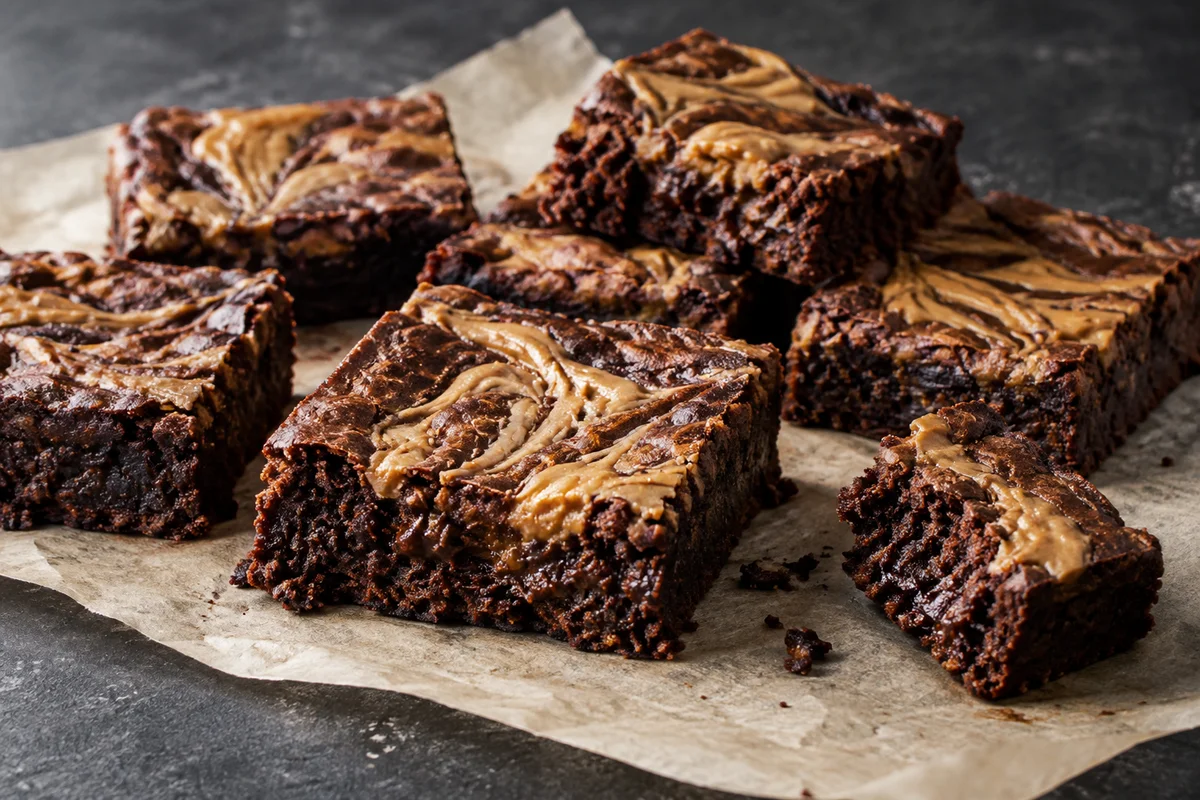 Brownies med peanutbutter – illustrationsbillede