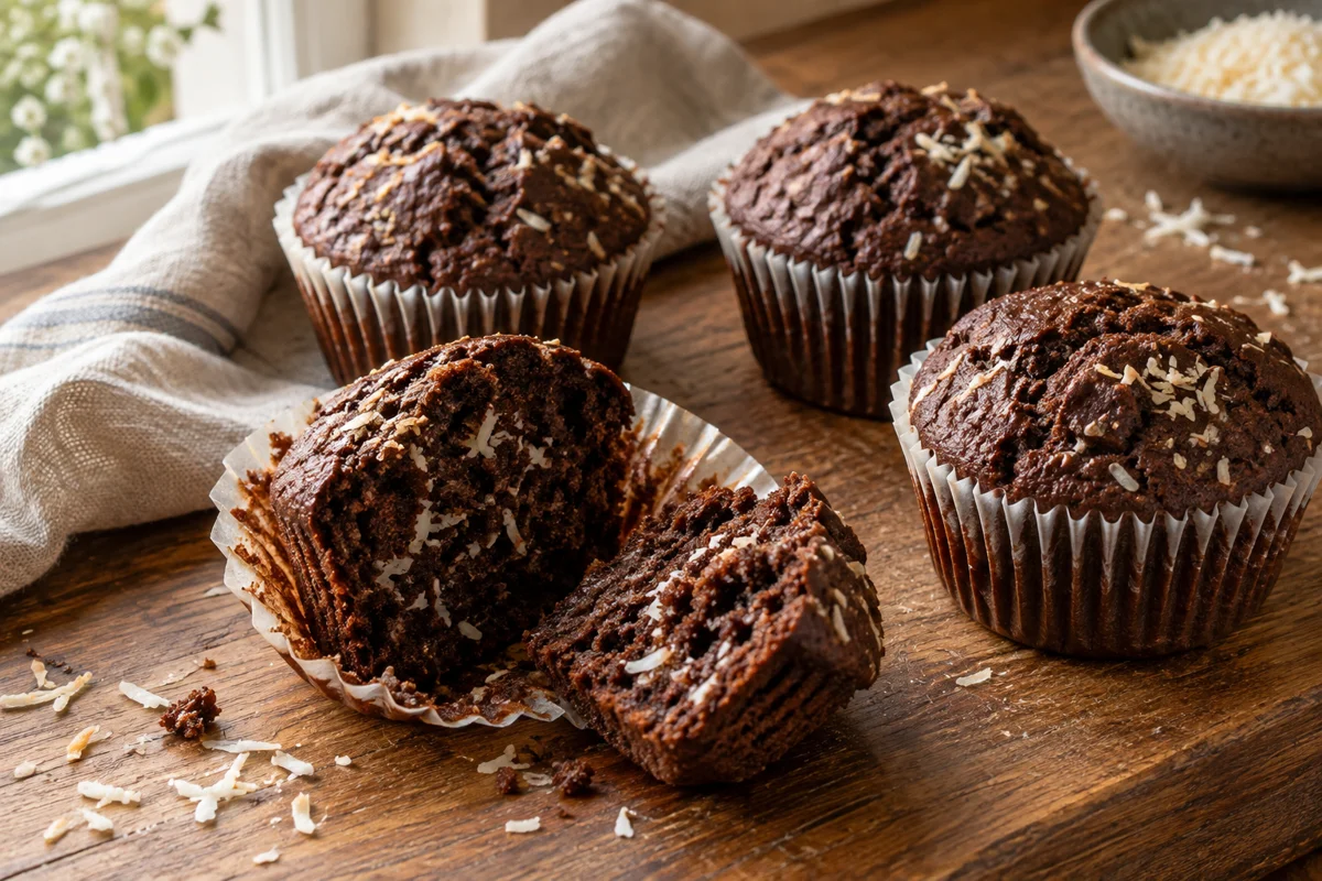 Chokolademuffins med kokos – illustrationsbillede