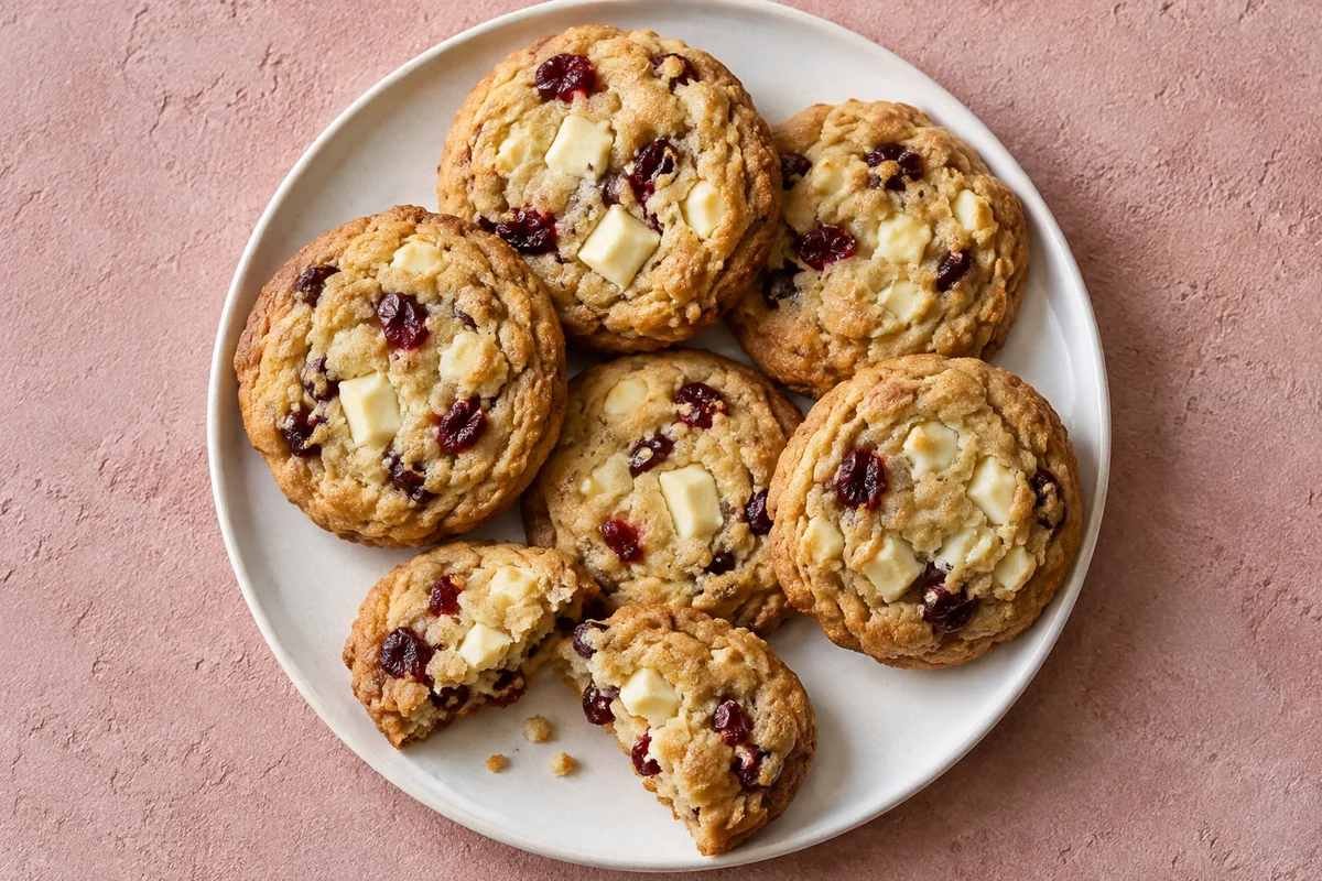 Cookies med tranebær og hvid chokolade – illustrationsbillede