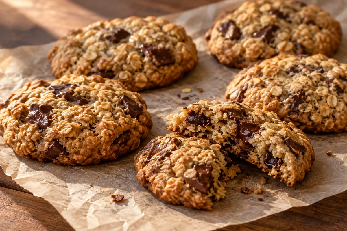 Havrecookies med chokolade – illustrationsbillede