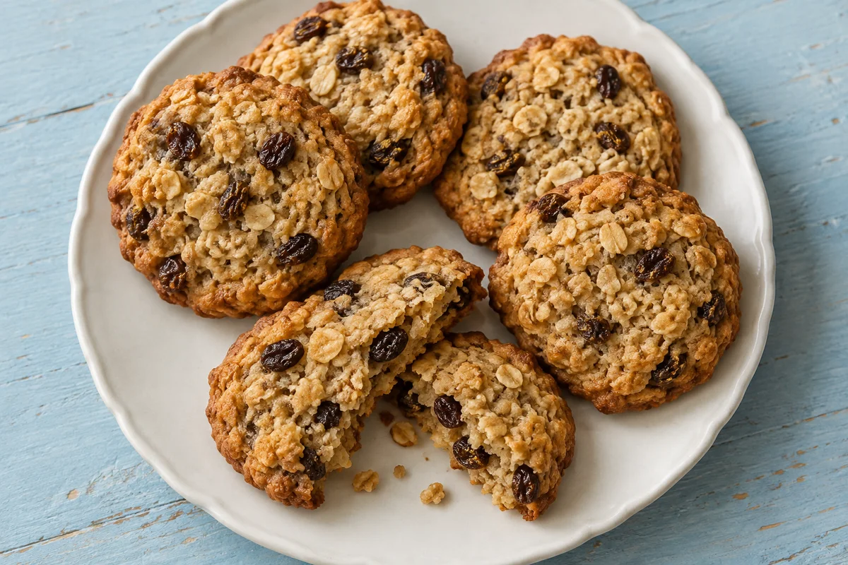 Havrecookies med rosiner – illustrationsbillede
