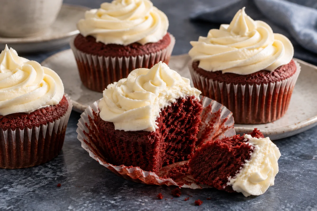 Red velvet-cupcakes – illustrationsbillede