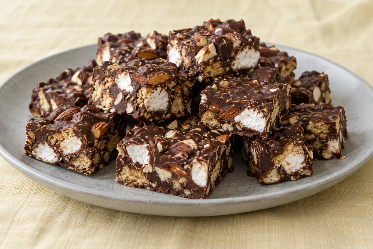 Rocky road med skumfiduser – illustrationsbillede
