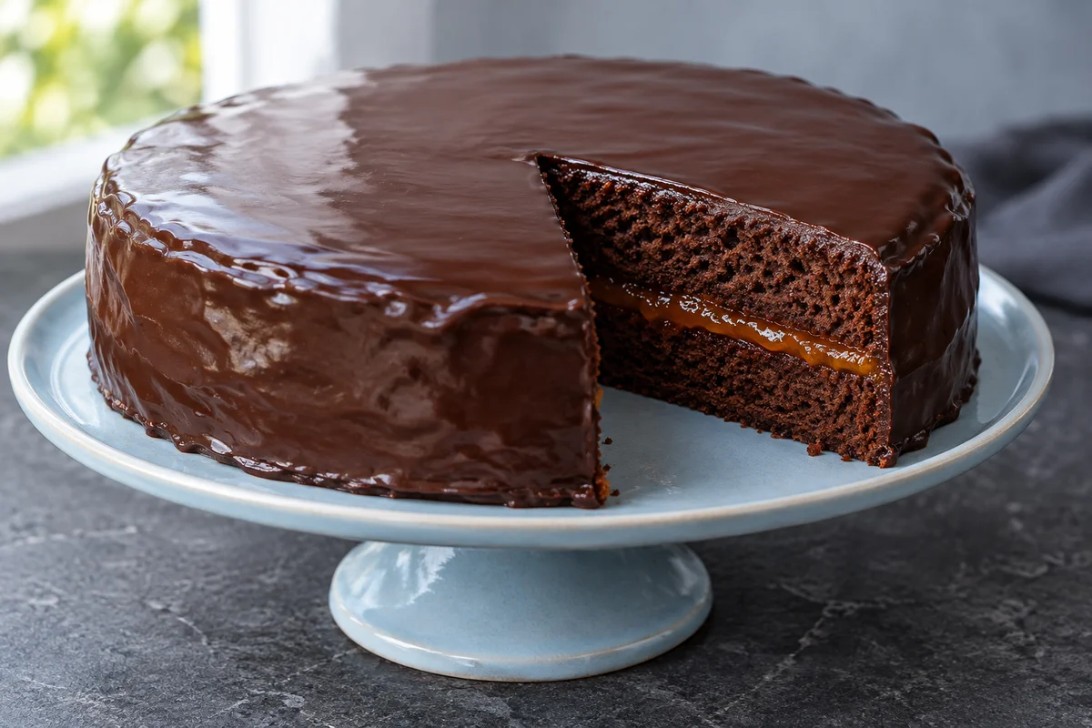 Sacher-inspireret chokoladekage – illustrationsbillede