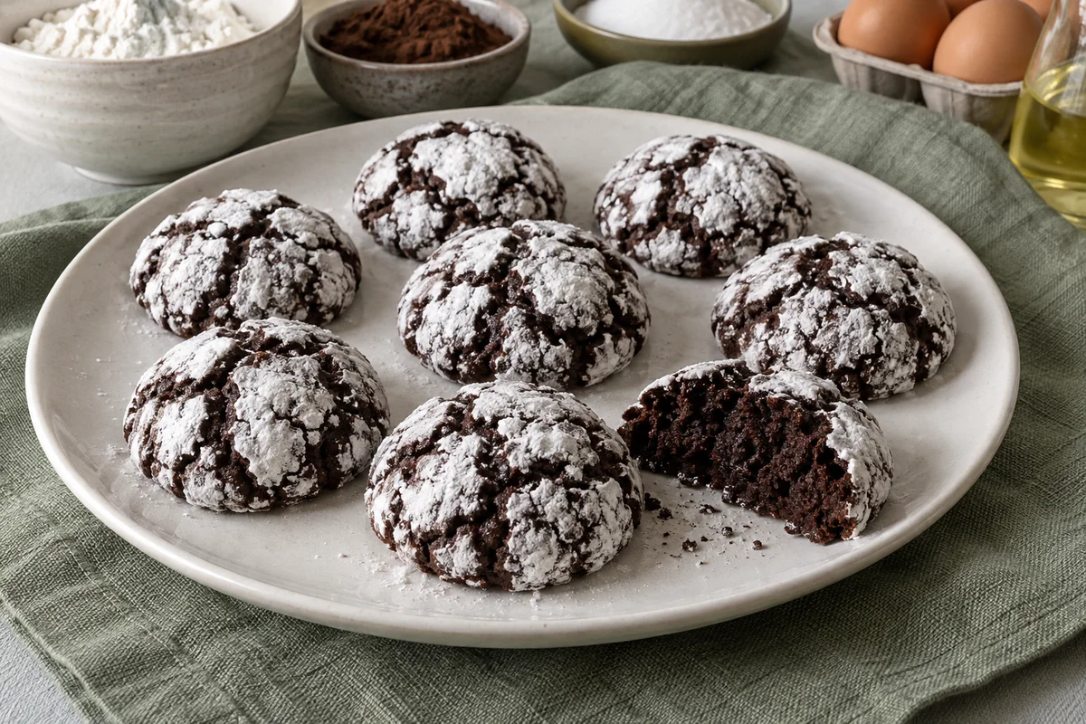 Chokolade-crinklecookies – illustrationsbillede