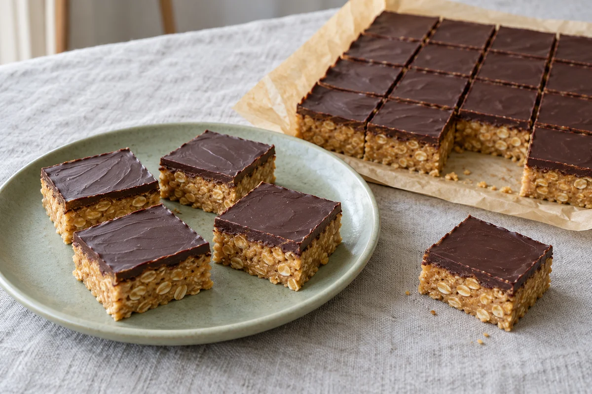 Havresnitter med peanutbutter og chokolade – illustrationsbillede
