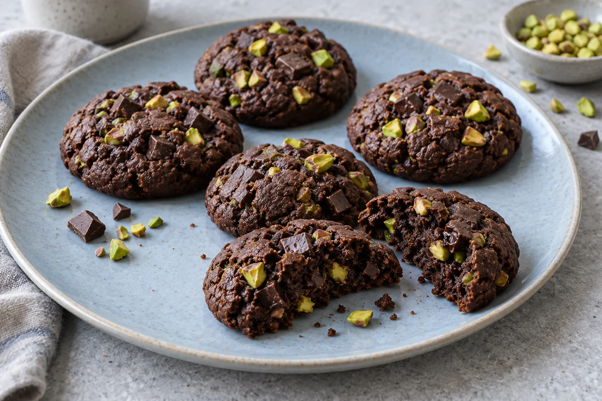 Chokoladesmåkager med pistacie – illustrationsbillede