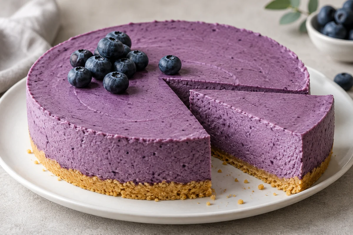 Lilla blåbærcheesecake – illustrationsbillede